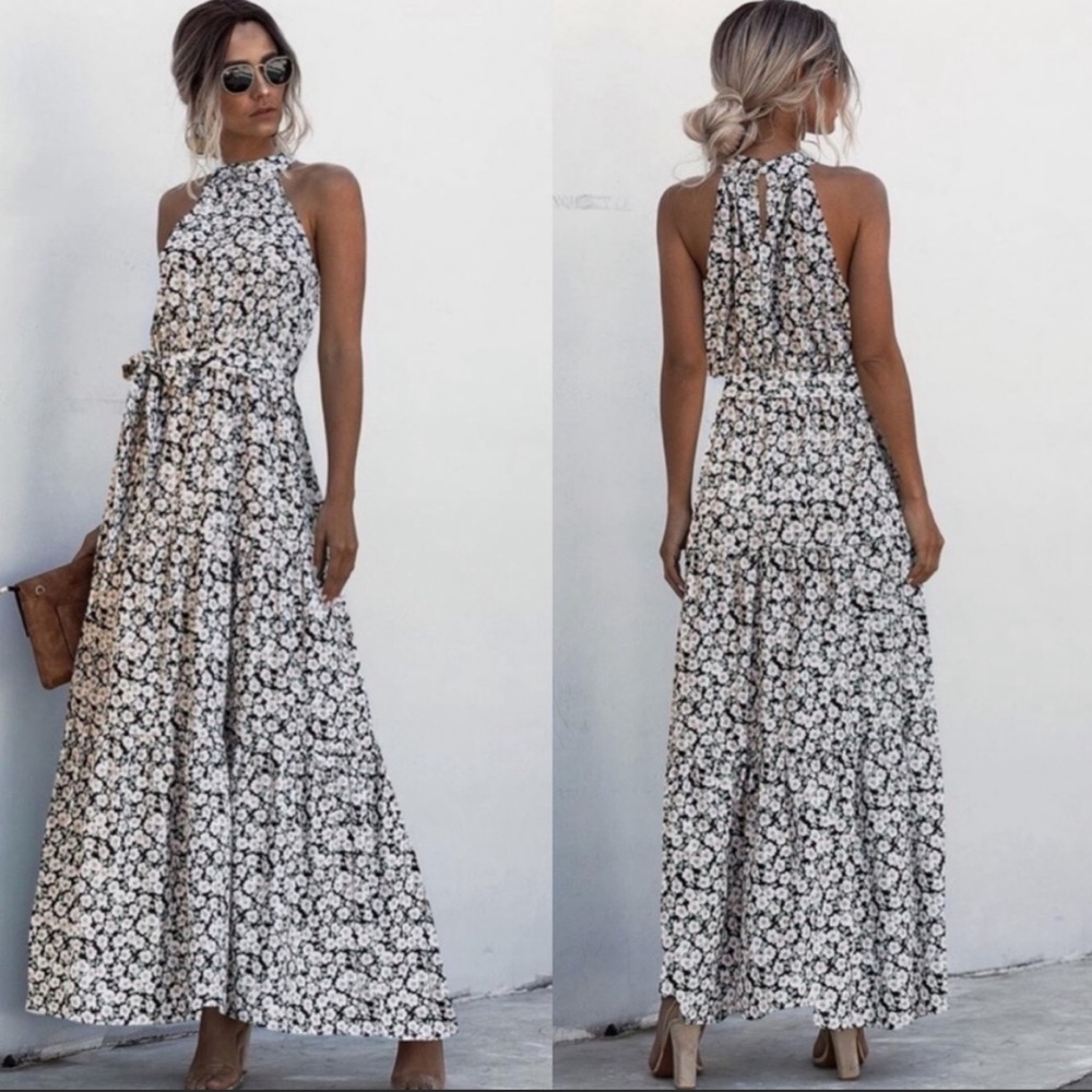 Boho floral halter maxi dress - Picture 8 of 10